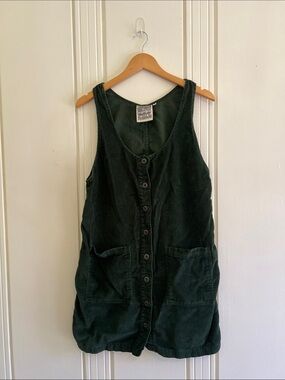 Jungmaven Dark Green Corduroy Button-Front Mini Dress